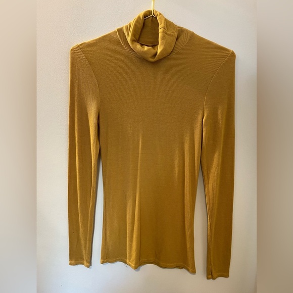 NWT Three Dots Mustard Gold Ribbed Turtleneck Sk - Picture 1 of 3